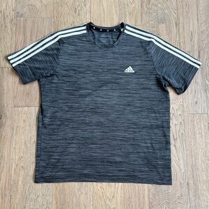 adidas Men's 3 Stripe Tech Tee Moisture Wicking Fabric Relaxed Fit, Large